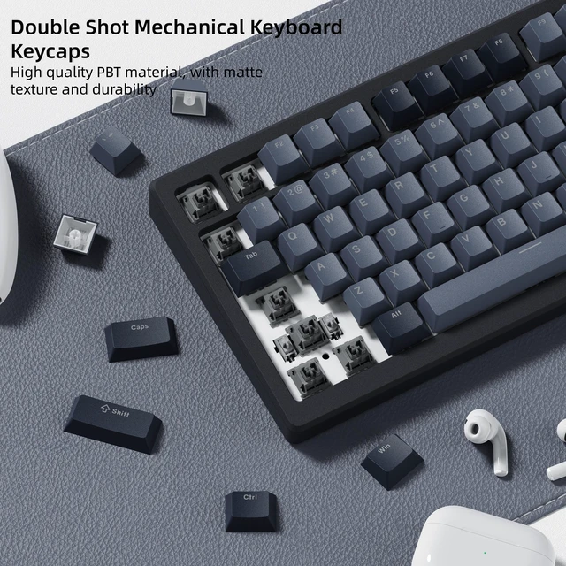 Alt view image 3 of 6 - Shine Through Keycaps - PBT Keycaps for Mechanical Keyboard | 60% 75% 96% 100% Percent, Cherry Profile Key caps Universal Compatiability for Cherry Gateron MX Switches Keyboard-Gray