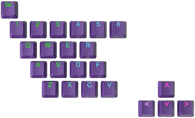 Main image of Rubber Keycap Set | Double Shot Translucent | OEM Profile for Mechanical Gaming Keyboard (Dark Purple, 23 Keys)