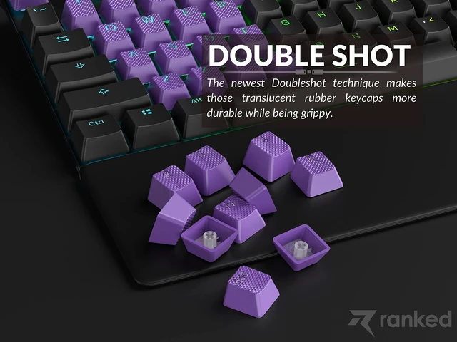Alt view image 4 of 7 - Rubber Keycap Set | Double Shot Translucent | OEM Profile for Mechanical Gaming Keyboard (Dark Purple, 23 Keys)