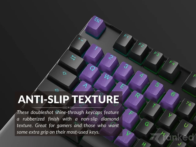 Alt view image 5 of 7 - Rubber Keycap Set | Double Shot Translucent | OEM Profile for Mechanical Gaming Keyboard (Dark Purple, 23 Keys)