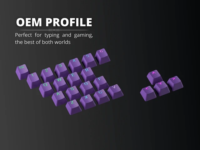 Alt view image 7 of 7 - Rubber Keycap Set | Double Shot Translucent | OEM Profile for Mechanical Gaming Keyboard (Dark Purple, 23 Keys)