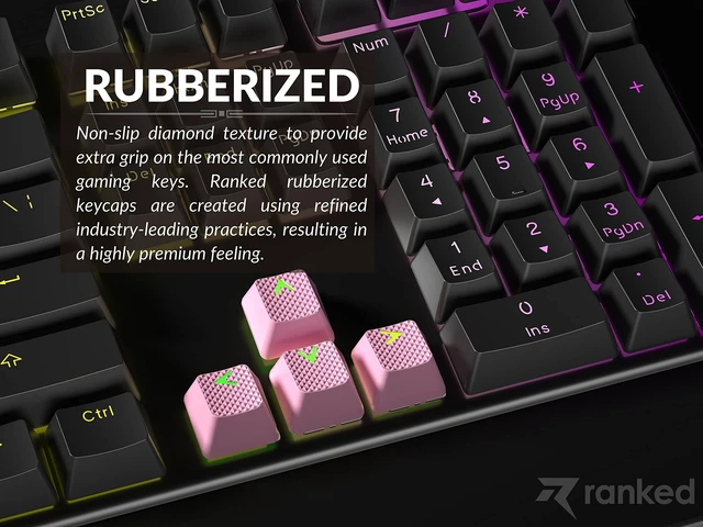 Alt view image 3 of 7 - Rubber Keycap Set | Double Shot Translucent | OEM Profile for Mechanical Gaming Keyboard (Prism Pink, 23 Keys)