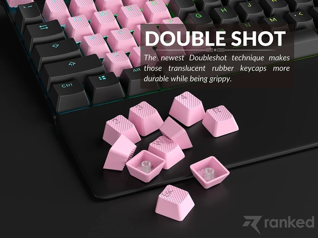 Alt view image 4 of 7 - Rubber Keycap Set | Double Shot Translucent | OEM Profile for Mechanical Gaming Keyboard (Prism Pink, 23 Keys)