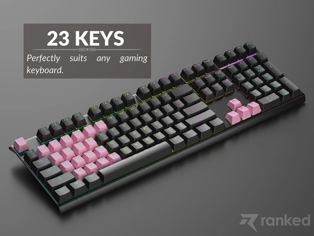 Alt view image 6 of 7 - Rubber Keycap Set | Double Shot Translucent | OEM Profile for Mechanical Gaming Keyboard (Prism Pink, 23 Keys)