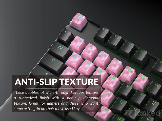 Alt view image 5 of 7 - Rubber Keycap Set | Double Shot Translucent | OEM Profile for Mechanical Gaming Keyboard (Prism Pink, 23 Keys)