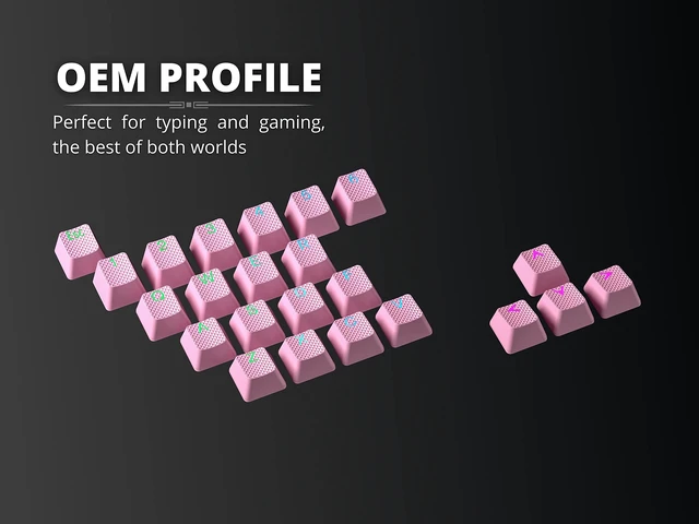 Alt view image 7 of 7 - Rubber Keycap Set | Double Shot Translucent | OEM Profile for Mechanical Gaming Keyboard (Prism Pink, 23 Keys)