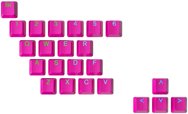 Main image of Rubber Keycap Set | Double Shot Translucent | OEM Profile for Mechanical Gaming Keyboard (Neon Pink, 23 Keys)
