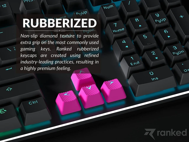Alt view image 3 of 7 - Rubber Keycap Set | Double Shot Translucent | OEM Profile for Mechanical Gaming Keyboard (Neon Pink, 23 Keys)