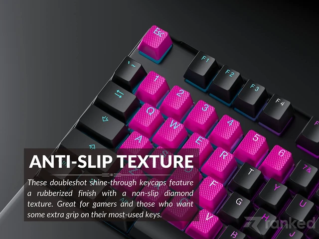 Alt view image 5 of 7 - Rubber Keycap Set | Double Shot Translucent | OEM Profile for Mechanical Gaming Keyboard (Neon Pink, 23 Keys)