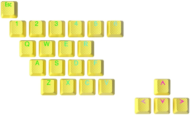 Main image of Rubber Keycap Set | Double Shot Translucent | OEM Profile for Mechanical Gaming Keyboard (Yellow, 23 Keys)