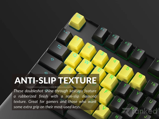 Alt view image 5 of 7 - Rubber Keycap Set | Double Shot Translucent | OEM Profile for Mechanical Gaming Keyboard (Yellow, 23 Keys)