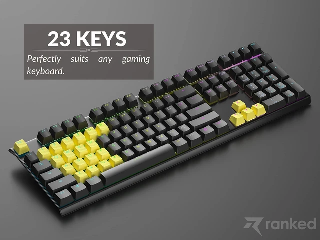 Alt view image 6 of 7 - Rubber Keycap Set | Double Shot Translucent | OEM Profile for Mechanical Gaming Keyboard (Yellow, 23 Keys)