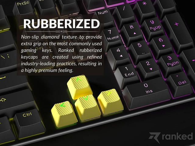 Alt view image 3 of 7 - Rubber Keycap Set | Double Shot Translucent | OEM Profile for Mechanical Gaming Keyboard (Yellow, 23 Keys)