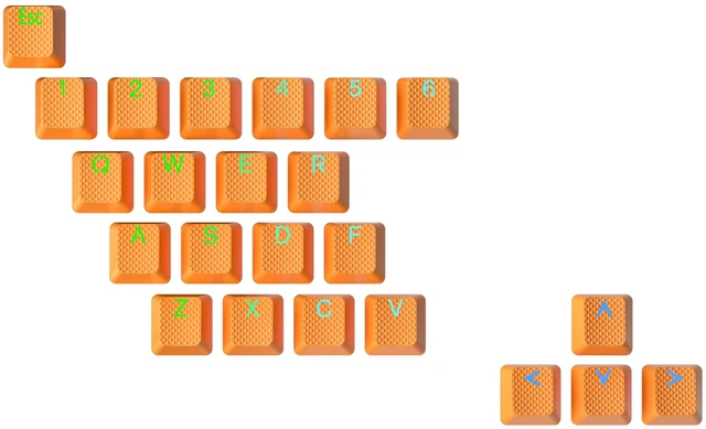Main image of Rubber Keycap Set | Double Shot Translucent | OEM Profile for Mechanical Gaming Keyboard (Neon Orange, 23 Keys)
