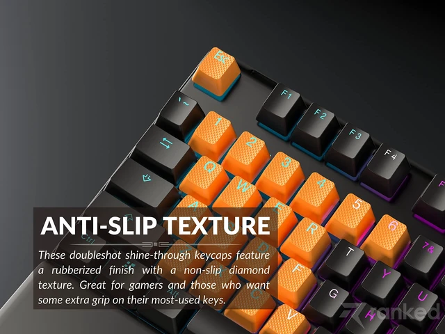 Alt view image 5 of 7 - Rubber Keycap Set | Double Shot Translucent | OEM Profile for Mechanical Gaming Keyboard (Neon Orange, 23 Keys)