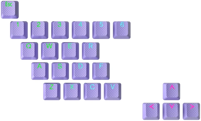 Main image of Rubberized Keycap Set | Double Shot Translucent | ABS + TPR | OEM Profile for Mechanical Gaming Keyboard (Lavender, 23 Keys)