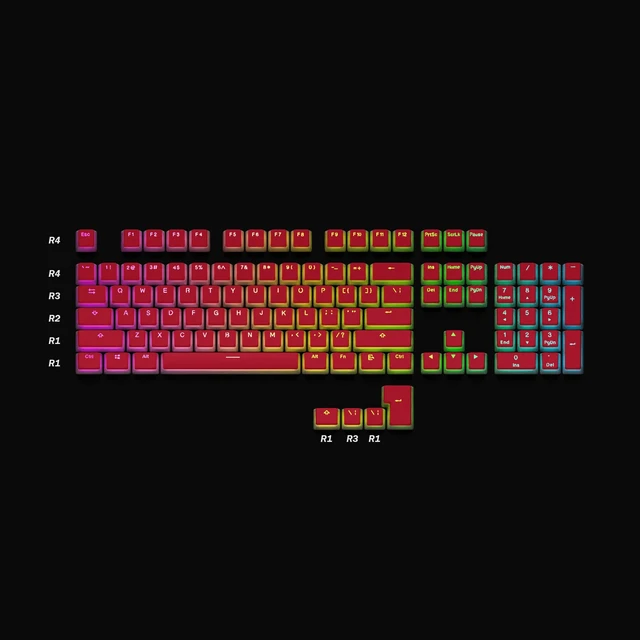 Alt view image 4 of 6 - Pudding Keycaps Set | Doubleshot PBT Keycap Set | Full 112 OEM Profile Key Set | ANSI US-Layout | for Mechanical Keyboard | Compatible with Cherry MX, Gateron, Kailh, Outemu | Red