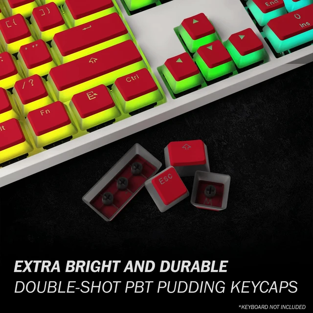 Alt view image 2 of 6 - Pudding Keycaps Set | Doubleshot PBT Keycap Set | Full 112 OEM Profile Key Set | ANSI US-Layout | for Mechanical Keyboard | Compatible with Cherry MX, Gateron, Kailh, Outemu | Red
