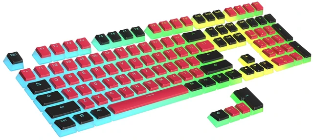 Main image of Pudding PBT Keycaps | 112 Double Shot Translucent ANSI US & ISO Layout | OEM Profile for RGB Mechanical Gaming Keyboard (Red & Black)