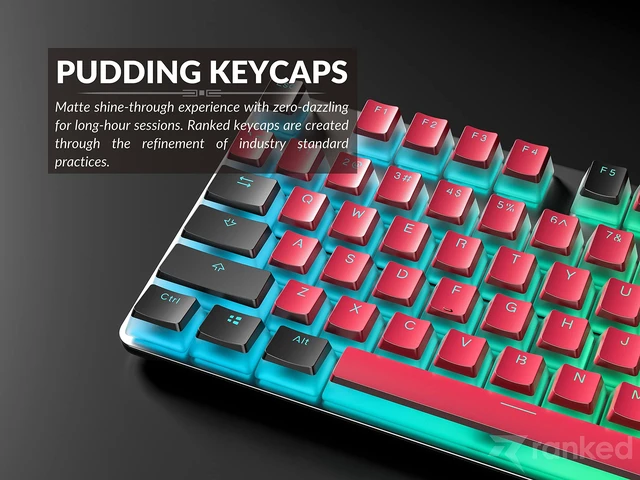 Alt view image 3 of 6 - Pudding PBT Keycaps | 112 Double Shot Translucent ANSI US & ISO Layout | OEM Profile for RGB Mechanical Gaming Keyboard (Red & Black)