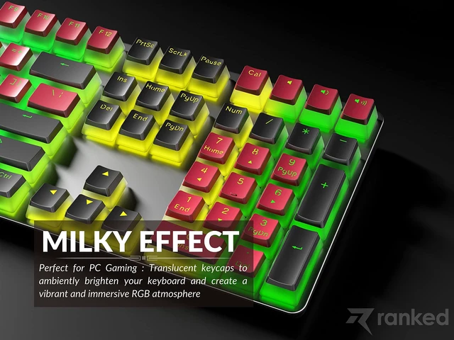 Alt view image 4 of 6 - Pudding PBT Keycaps | 112 Double Shot Translucent ANSI US & ISO Layout | OEM Profile for RGB Mechanical Gaming Keyboard (Red & Black)