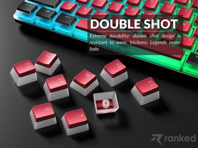 Alt view image 5 of 6 - Pudding PBT Keycaps | 112 Double Shot Translucent ANSI US & ISO Layout | OEM Profile for RGB Mechanical Gaming Keyboard (Red & Black)