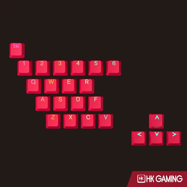 Alt view image 5 of 6 - Rubber Backlit Doublesht Keycap Set | OEM Profile for Mechanical Keyboard (23 Keys, Spanish Red)