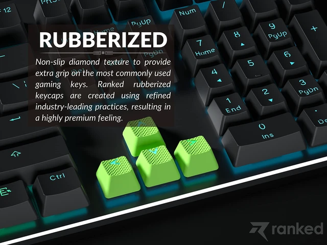 Alt view image 3 of 7 - Rubber Keycap Set | Double Shot Translucent | OEM Profile for Mechanical Gaming Keyboard (Neon Green, 23 Keys)