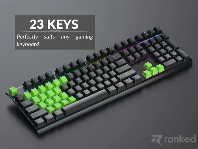 Alt view image 6 of 7 - Rubber Keycap Set | Double Shot Translucent | OEM Profile for Mechanical Gaming Keyboard (Neon Green, 23 Keys)