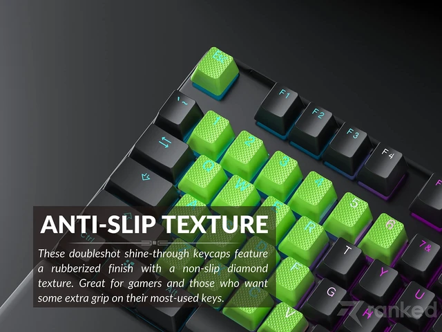 Alt view image 5 of 7 - Rubber Keycap Set | Double Shot Translucent | OEM Profile for Mechanical Gaming Keyboard (Neon Green, 23 Keys)