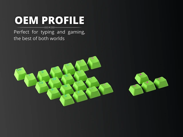 Alt view image 7 of 7 - Rubber Keycap Set | Double Shot Translucent | OEM Profile for Mechanical Gaming Keyboard (Neon Green, 23 Keys)