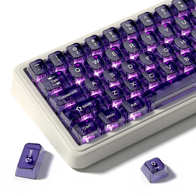 Main image of Clear keycaps Set,Translucent Keyboard keycaps,Jelly Key caps | Shine Through keycap Glossy,Transparent MDA Profile Custom keycaps for Mx Switches Mechanical Keyboard(115-keys,Purple)