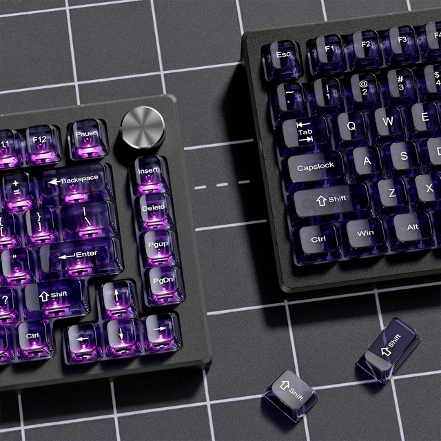 Alt view image 2 of 7 - Clear keycaps Set,Translucent Keyboard keycaps,Jelly Key caps | Shine Through keycap Glossy,Transparent MDA Profile Custom keycaps for Mx Switches Mechanical Keyboard(115-keys,Purple)