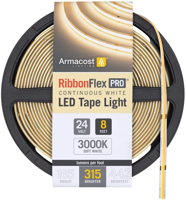 Main image of RibbonFlex Pro 24V White COB LED Strip Light Tape 3000K, 315 Lumens/Ft, 2.5M 172210