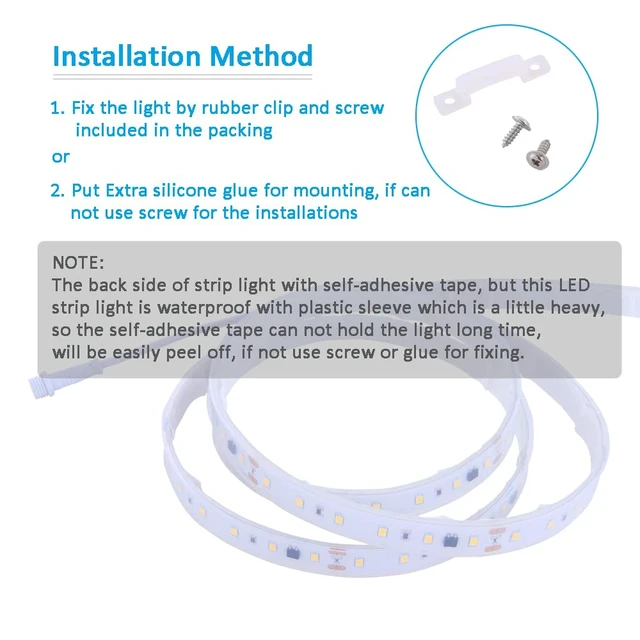 Alt view image 5 of 7 - 120V Dimmable LED Strip Light, Waterproof IP65, No Need Transformer, Warm White 2800K 110V LED Rope Light, 16.4ft LED Tape Light 115V Under-Cabinet Light Flexible, Dimming by Wall Dimmer Switch