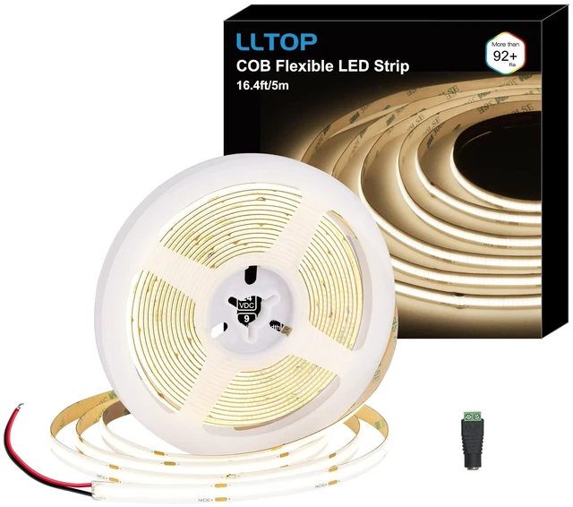Main image of COB LED Strip Lights Non-Waterproof 24VDC Natural White 4000K 16.4FT | CRI 92Ra+, Flexible LED Tape Lighting, DIY Cuttable, For Bedroom Kitchen Cabinet Shelf (Power Supply Not Included)