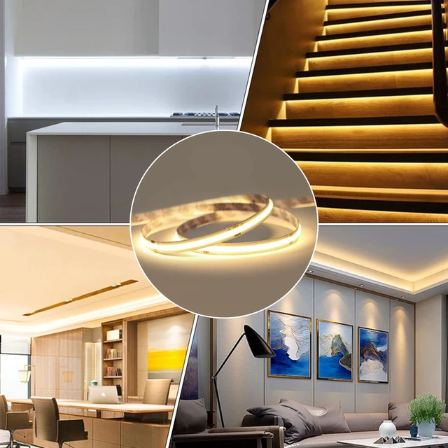 Alt view image 4 of 7 - COB LED Strip Lights Non-Waterproof 24VDC Natural White 4000K 16.4FT | CRI 92Ra+, Flexible LED Tape Lighting, DIY Cuttable, For Bedroom Kitchen Cabinet Shelf (Power Supply Not Included)