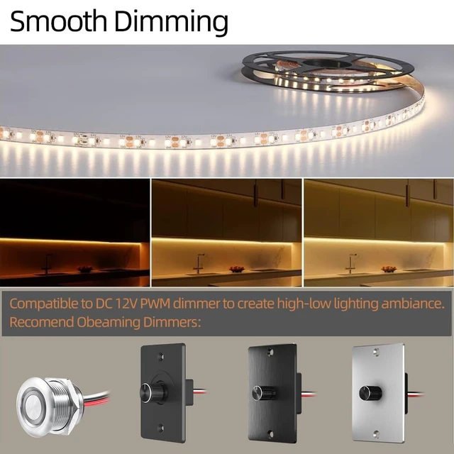 Alt view image 5 of 7 - RV Flexible LED Strip Light 12V Dimmable Tape Light 16.4 ft 600 LEDs 2000 Lumen Width 5/16 for Camper Van Motorhome Truck Trailer Interior Lighting, CRI 90+ Indoor Only (3000K)