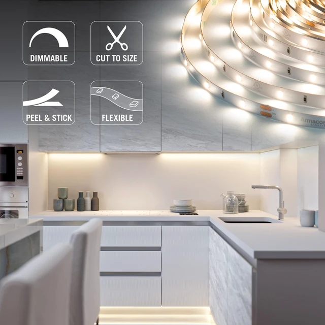 Alt view image 3 of 7 - RibbonFlex Pro 24V White LED Strip Lights 30 LED/m, 3000K, 32.8 ft 144250