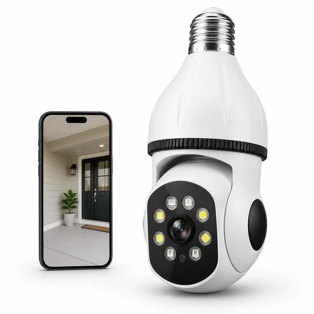 Main image of 2K Light Bulb Security Camera for Home, 360° Pan Tilt Indoor Outdoor Camera with Color Night Vision, Motion Detection, Two-Way Audio, App Remote Control, E27 Easy Installation