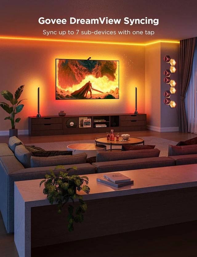 Alt view image 5 of 7 - TV Backlight 3 Lite, 16.4ft LED Strip Lights Sync with 75-85 Inch TVs | Upgraded Camera with Fish-Eye Correction Function, RGBICW Screen Sync Lighting, 4 Colors in 1 Lamp Bead, Voice & APP Control