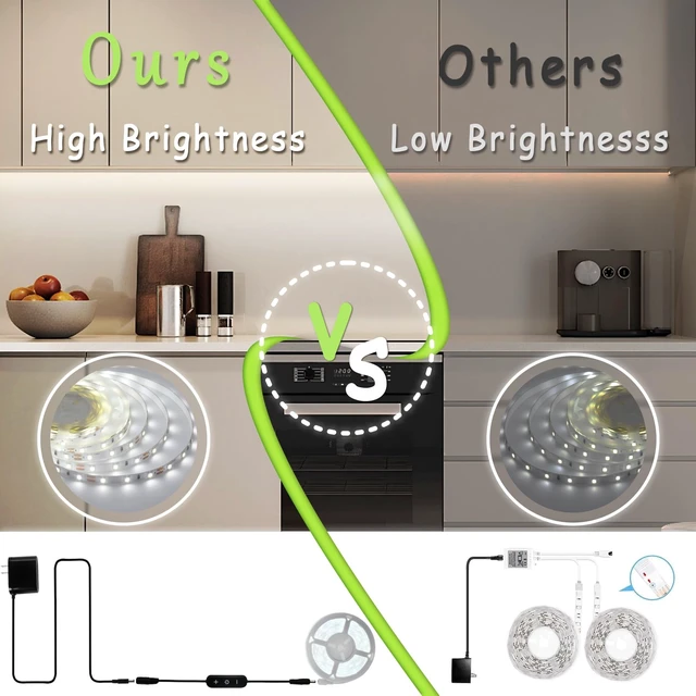Alt view image 2 of 7 - 10Ft Rope Light Indoor Tape Lights LED Strip Lights for Vanity Mirror Bedroom with Dimmer Control for Kitchen, Cabinet, Shelf, Super Bright Flexible Cuttable Under Cabinet Lighting Counter
