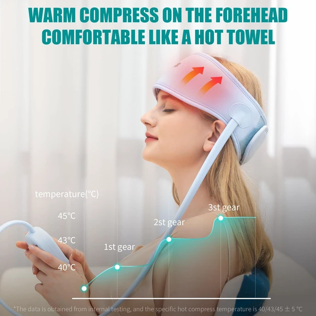 Alt view image 4 of 7 - Head Massager,Scalp Massager,Relief Headaches,Fatigue,Stress,Sleep aid,Hangover with Airbag Kneading,Constant Temperature Hot Compress for Head (Sky Blue)