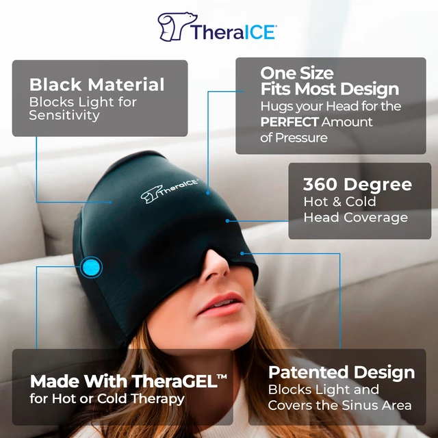 Alt view image 2 of 7 - Migraine Relief Cap, Headache Hat Ice Pack Mask, Cooling Head Wrap | Soothing Cold Compress Gel for Sinus Tension, Stress, Hangover and Puffy Eyes, a Great Birthday Gift for Mom or Her