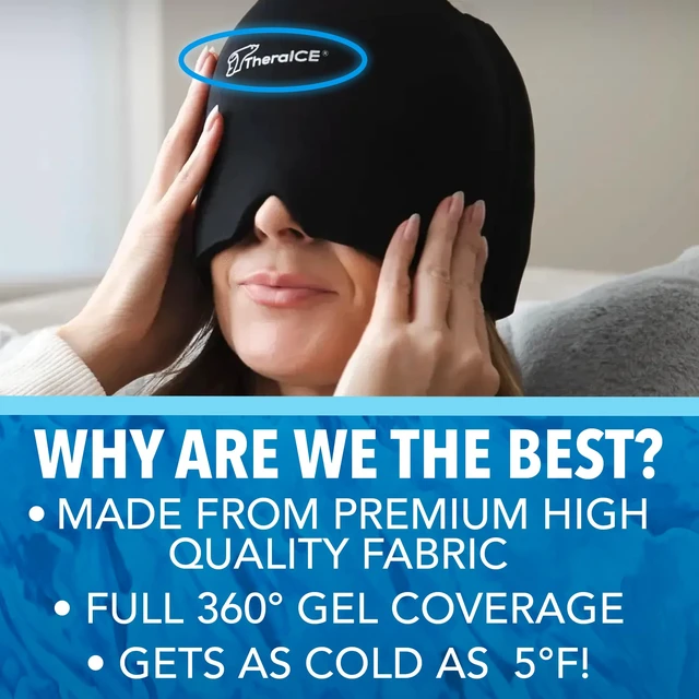 Alt view image 7 of 7 - Migraine Relief Cap, Headache Hat Ice Pack Mask, Cooling Head Wrap | Soothing Cold Compress Gel for Sinus Tension, Stress, Hangover and Puffy Eyes, a Great Birthday Gift for Mom or Her