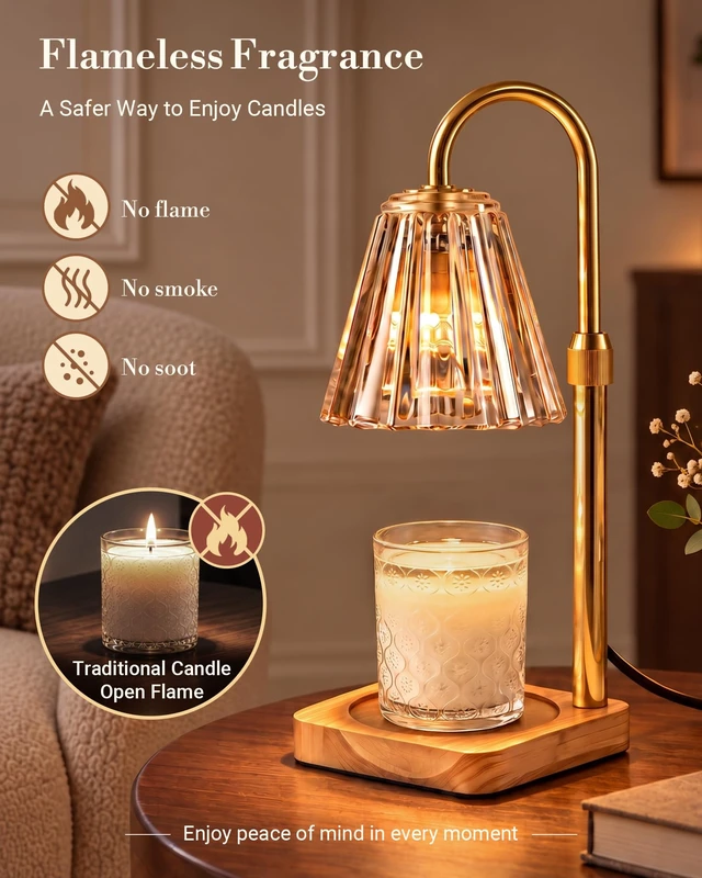Alt view image 5 of 7 - Candle Warmer Lamp with Timer, Vintage Home Decor, Gifts for Women | 4-Level Dimmer, Adjustable Height for Jar Candles, 2/4/8H Auto-Off, Elegant Room Decor, 2 GU10 Bulbs, Gifts for Mom & Wife