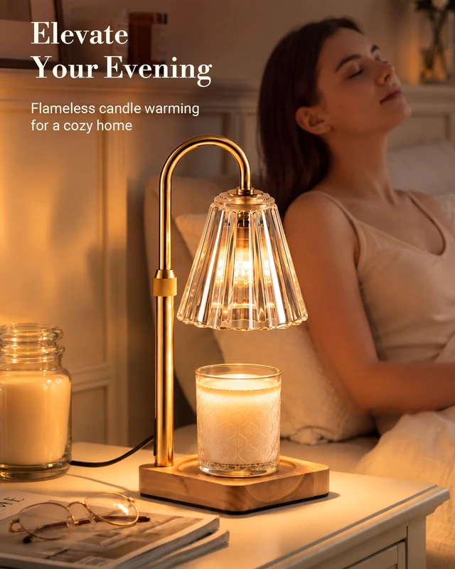 Alt view image 6 of 7 - Candle Warmer Lamp with Timer, Vintage Home Decor, Gifts for Women | 4-Level Dimmer, Adjustable Height for Jar Candles, 2/4/8H Auto-Off, Elegant Room Decor, 2 GU10 Bulbs, Gifts for Mom & Wife
