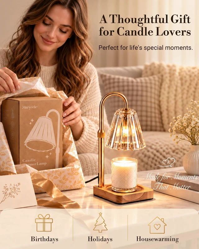Alt view image 7 of 7 - Candle Warmer Lamp with Timer, Vintage Home Decor, Gifts for Women | 4-Level Dimmer, Adjustable Height for Jar Candles, 2/4/8H Auto-Off, Elegant Room Decor, 2 GU10 Bulbs, Gifts for Mom & Wife