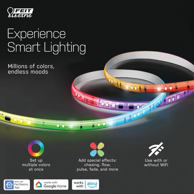 Alt view image 5 of 7 - Smart Light Strip 16FT, Ultrathin RGBW Color Chasing LED Light Strip, 2.4GHz Wi-Fi Enabled, Works with Alexa and Google Home Assistant, Remote Control, (0.4in x 192in) TAPE192/CHASE/AG