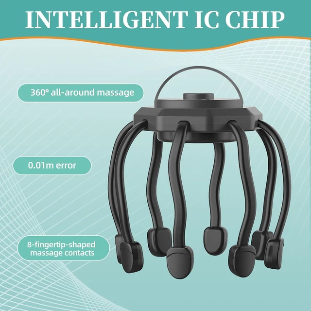 Alt view image 3 of 7 - Head Massager Scalp Electric 3 Modes Stress | Head Massager Scalp Stress Relax Rechargeable Portable, Type-C, Head Scratcher for Stress Relax